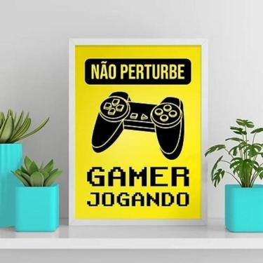 Imagem de Quadro Gamer Não Perturbe Amarelo 24X18Cm