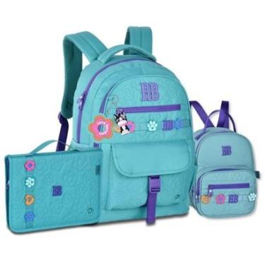 Imagem de Mochila Feminina Com Lancheira e Estojo Fichário Kit Juvenil-Feminino