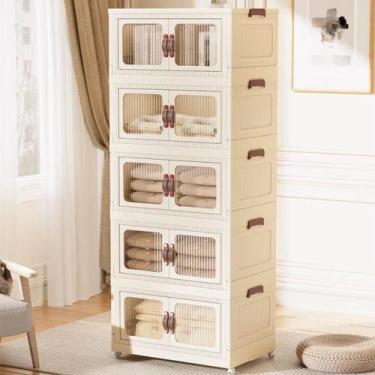 Imagem de Armário Organizador Modular Empilhável 5 Nichos com Rodinhas 360, Leve