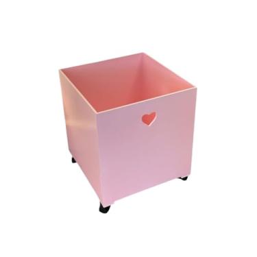 Imagem de Caixa organizadora de brinquedos com rodas em MDF(Rosa Coração)