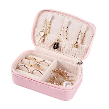 Imagem de CNBYDK Porta-joias mini caixa criativa de armazenamento de joias de viagem portátil pequeno brinco de couro caixa de armazenamento de joias caixa de joias