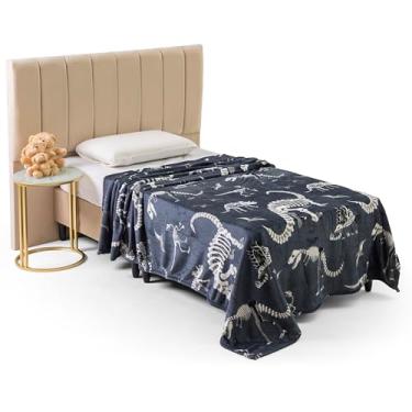 Imagem de Cobertor Manta Solteiro Infantil Flanel Microfibra Toque Extra Macio Secagem Rapida (Dinossauro Skull)