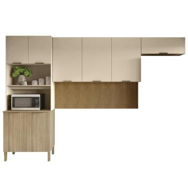 Imagem de Kit De Cozinha 8 Portas Escópia Freijó Vanila Ripado