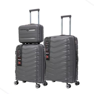 Imagem de Combo Malas Bordo Média + Frasqueira Polipropileno Cadeado TSA Original-Unissex