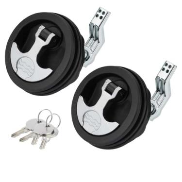 Imagem de 2 peças de trava de escotilha de barco com alça em T com chaves - substituição de trava de came marítima de montagem embutida, liga de zinco anticorrosão e plástico ABS, ferragens para deck de barco