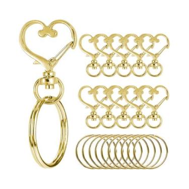 Imagem de Mosquetões Giratórios Em Formato De Coração 20 Peças, Chaveiros De Met