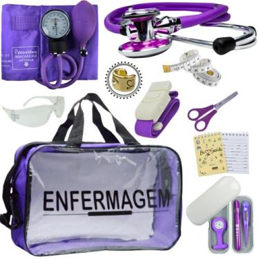 Imagem de Kit Enfermagem Top Cores Premium Completo Estagio - Love Saude, ROXO T