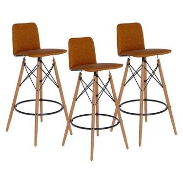 Imagem de Banqueta Kit 3 Peças Gourmet Preto Facto Marrom - Imcal - IMCAL MÓVEIS