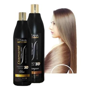 Imagem de Kit Escova Progressiva Diamante 3d Tzaha Profissional Alisamento Defin