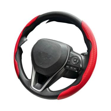 Imagem de Capa De Volante De Carro Em Fibra De Carbono Antiderrapante Universal 