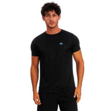 Imagem de Camiseta Masculina Manga Curta Mezul Básica Proteção Solar UV, Preto, 