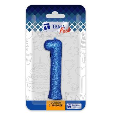 Imagem de Vela de aniversário Número azul Nº 1 com 10 un. - TAMAROZZI EMBALAGENS