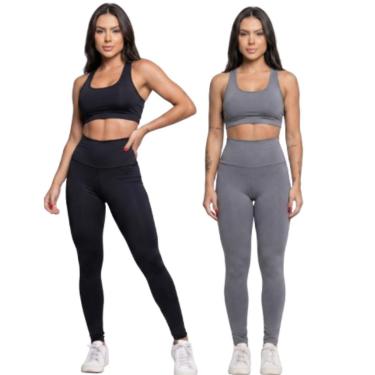 Imagem de KIT 2 Calça Legging Cós Alto Lisa Serra e Mar Modas Roupa Para Academia Treino Moda Fitness-Feminino