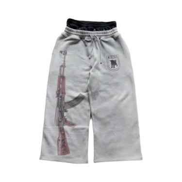 Imagem de Calças Street Guard De Cintura Alta Bordadas Y2K Com Estampa Casual E 