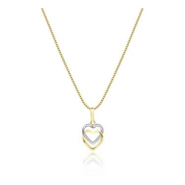 Imagem de Cordão Feminino Veneziana Ouro 18k E Pingente Corações - SofistGold, 4