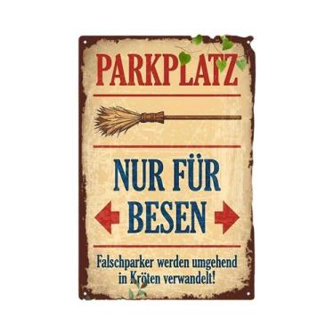 Imagem de Placa De Estacionamento Vintage Vassoura De Bruxa, Decoração De Parede