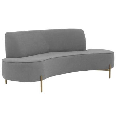 Imagem de Sofá Orgânico 2 Lugares 150cm Argos Pés Ouro Fosco Linho Cinza - Nexta