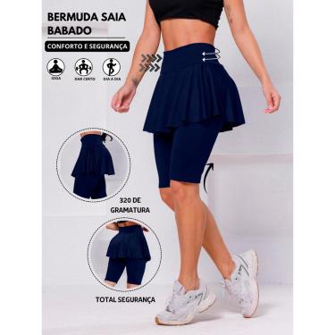 Imagem de Bermuda Saia Babado Cintura Alta Tapa Bum Bum Suplex Feminina-Feminino