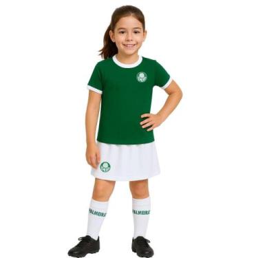 Imagem de Uniforme Infantil Palmeiras Artilheira Feminino Oficial, Tam 10