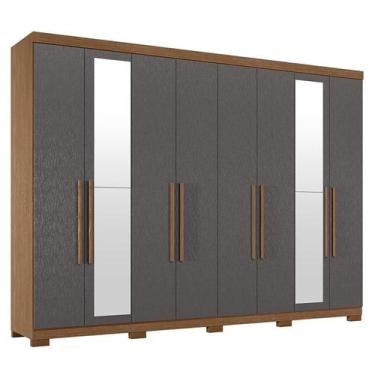 Imagem de Guarda Roupa Casal 8 Portas 4 Gavetas Master New com Espelho e Pés Jat