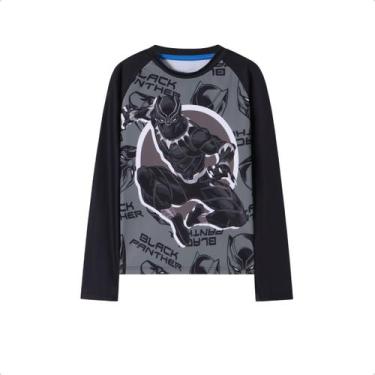 Imagem de Camiseta Pantera Negra Marvel UV Manga Longa 4 a 10 anos -, Cinza, 8