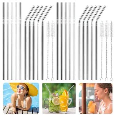 Imagem de Kit 12 Canudos de Inox + Escova para Limpeza - Inter