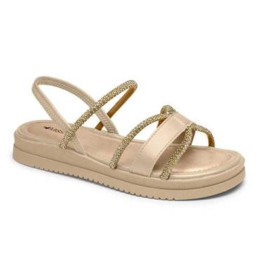 Imagem de Sandália Feminina Mississipi Flatform Tiras Trançadas Dourado 36, Dour