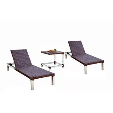 Imagem de Kit com 2 espreguiçadeiras de piscina e 1 mesa lateral