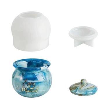 Imagem de Moldes De Silicone Para Resina Epóxi Com Tampa Para Potes De Doces, Re