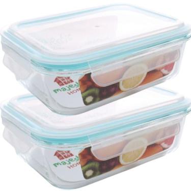 Imagem de Kit 2 Potes Vidro Grande 1040ml Com Tampa Hermética, Marmita Fitness P