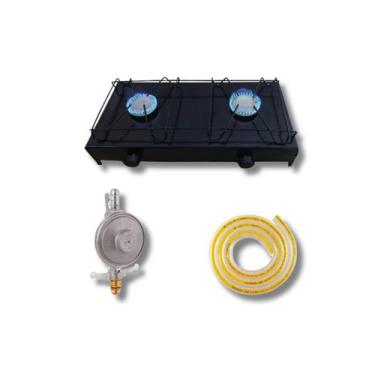 Imagem de Fogão Camping 2 Bocas Baixa Pressão Fogareiro Portátil com Kit Gás - G