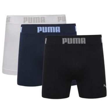 Imagem de Kit 3 Cuecas Puma Boxer Sem Costura Poliamida Respirável, Preto, eg