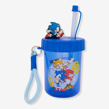Imagem de Copo Infantil com Canudo Copo Canudo Flip Infantil Flip com Capacidade 500ML e Design Ergonômico com Alça Azul Flip