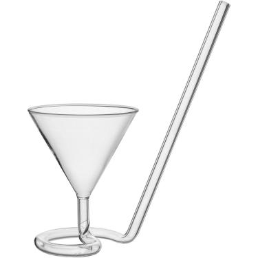 Imagem de Taça Martini Home&co Com Canudo Borossilicato 180ml 18x8x8cm