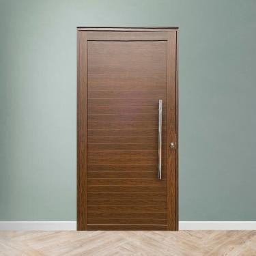 Imagem de Porta Pivotante com Puxador Linha Roma Amadeirada 210x120 Lado Direito Marrom