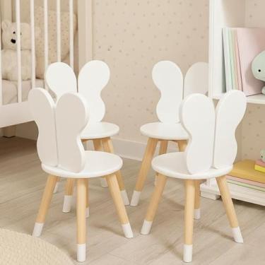 Imagem de Kit 2 Cadeiras Infantil Borboleta Pés em Madeira Assento em MDF Cor:Br