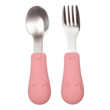 Imagem de Kit Talheres Introdução Alimentar Bebê Cabo Silicone, Buba