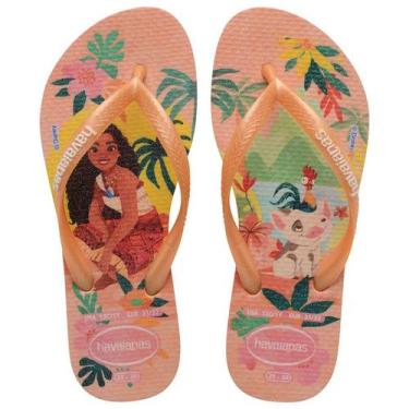 Imagem de Chinelo Havaianas Infantil Slim Princesas Disney cor:Laranja Seriguela