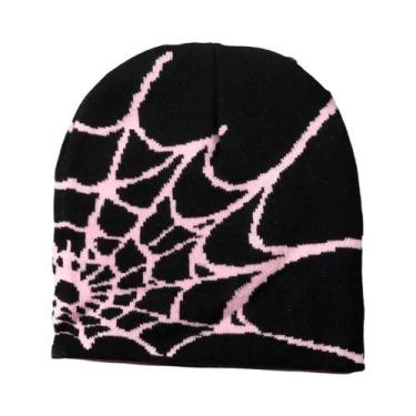 Imagem de Gorro Unissex Quente De Tricô Com Design De Teia De Aranha Estilo Y2K 
