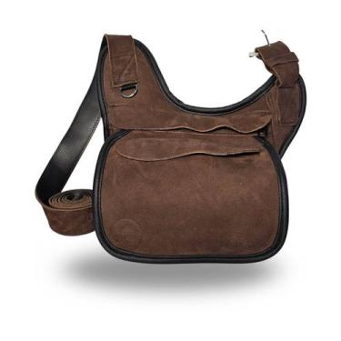 Imagem de Pochete Tiracolo em Couro - Cores Diversas - MB Confecções, Café abufa