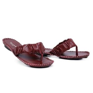 Imagem de Sandalia Feminina Ortopedica Couro Chinelo Rasteirinha Artesanal Confortável Cor-Feminino