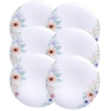 Imagem de Jogo 6 Pratos Rasos 28cm Tramontina Floratta Porcelana Decorada Mesa P