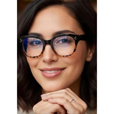Imagem de Óculos estilo renata vasconcelos armação feminina moderna, Preto, Marr
