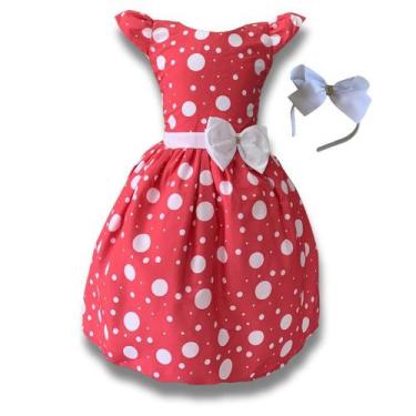 Imagem de Vestido Infantil Luxo Menina Vermelho C/ Tule Poá Branco Festa  - Bent