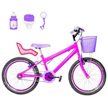 Imagem de Bicicleta Infantil Feminina Aro 20 Aero + Kit Passeio e Cadeirinha - F
