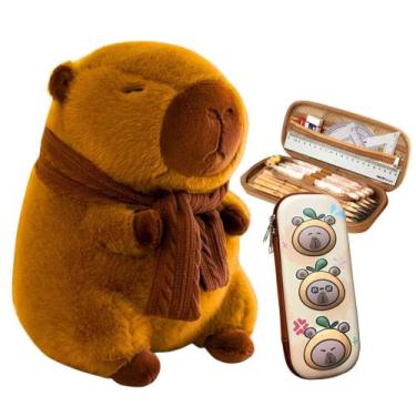 Imagem de Ursinho De Pelucia Capivara Fofa Presente 30 Cm + Estojo Capivara Esta