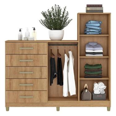 Imagem de Cômoda Fellicci Chicago 2 Portas 5 Gavetas 3kg por Gaveta MDP Marrom
