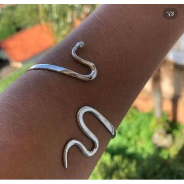 Imagem de Bracelete serpente, em prata 925, com regulagem - Haru