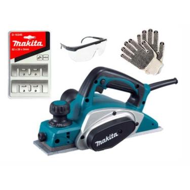 Imagem de Plaina Elétrica Makita 620W KP0800 + Faca De Plaina E Acessórios, 220V