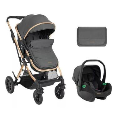 Imagem de Carrinho c/ moises 3 em 1 kaia c/ bebe conforto e bolsa dark gray - ki